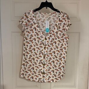 The General Good Floral Ruffle Sleeve Blouse